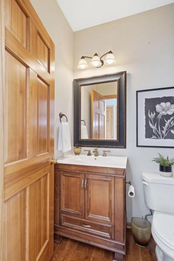 The main level 1/2 bath features an updated vanity.