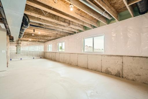 Photo is of the model. Look-out windows in the unfinished lower level.