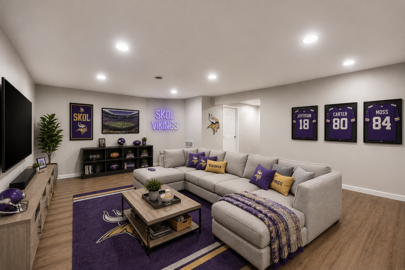 Rec Room Downstairs - Virtually Staged to show possibilities. This is for the MN fan!