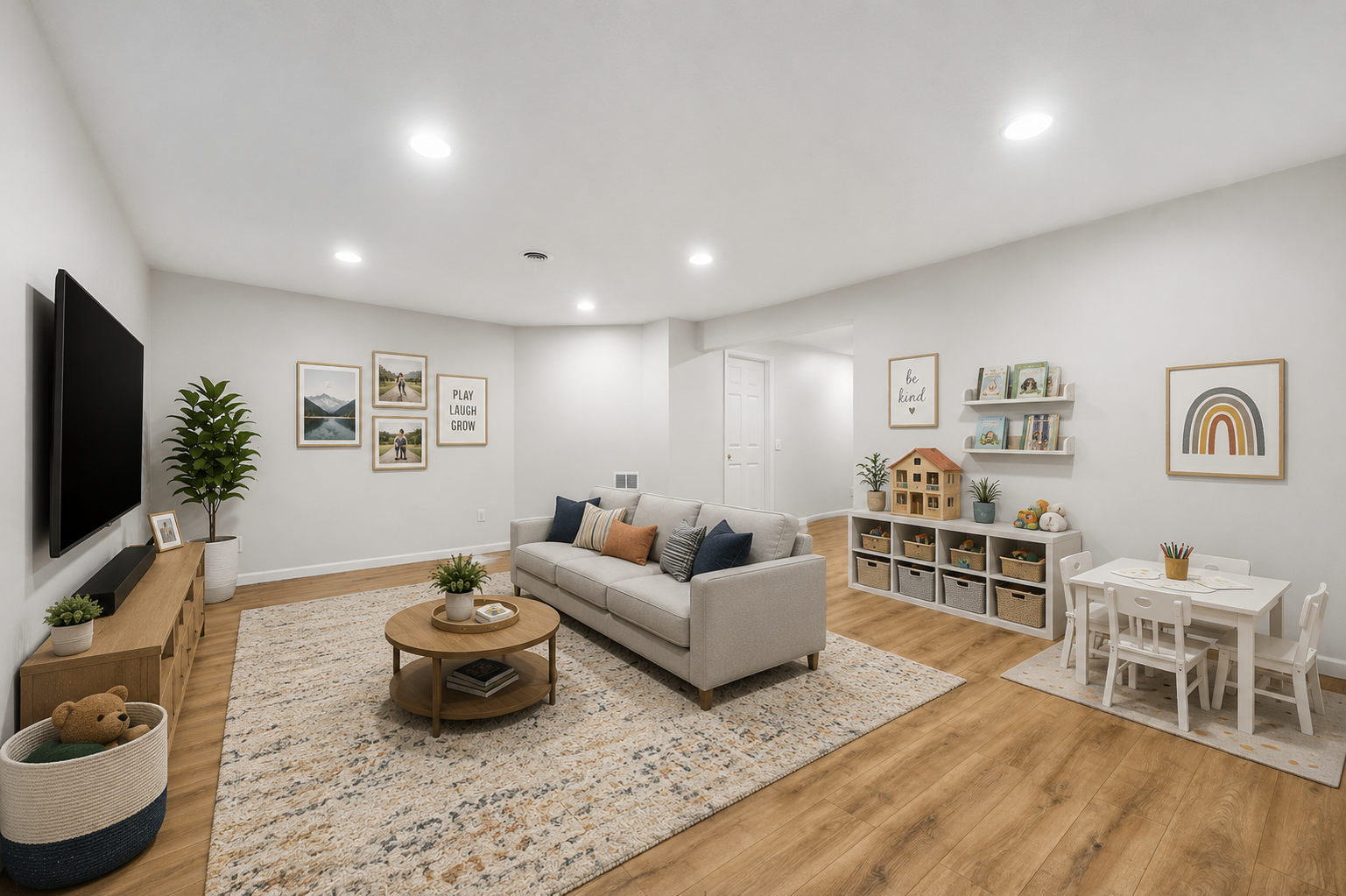 Rec Room Downstairs - Virtually Staged to show possibilities (for people with "Littles")!
