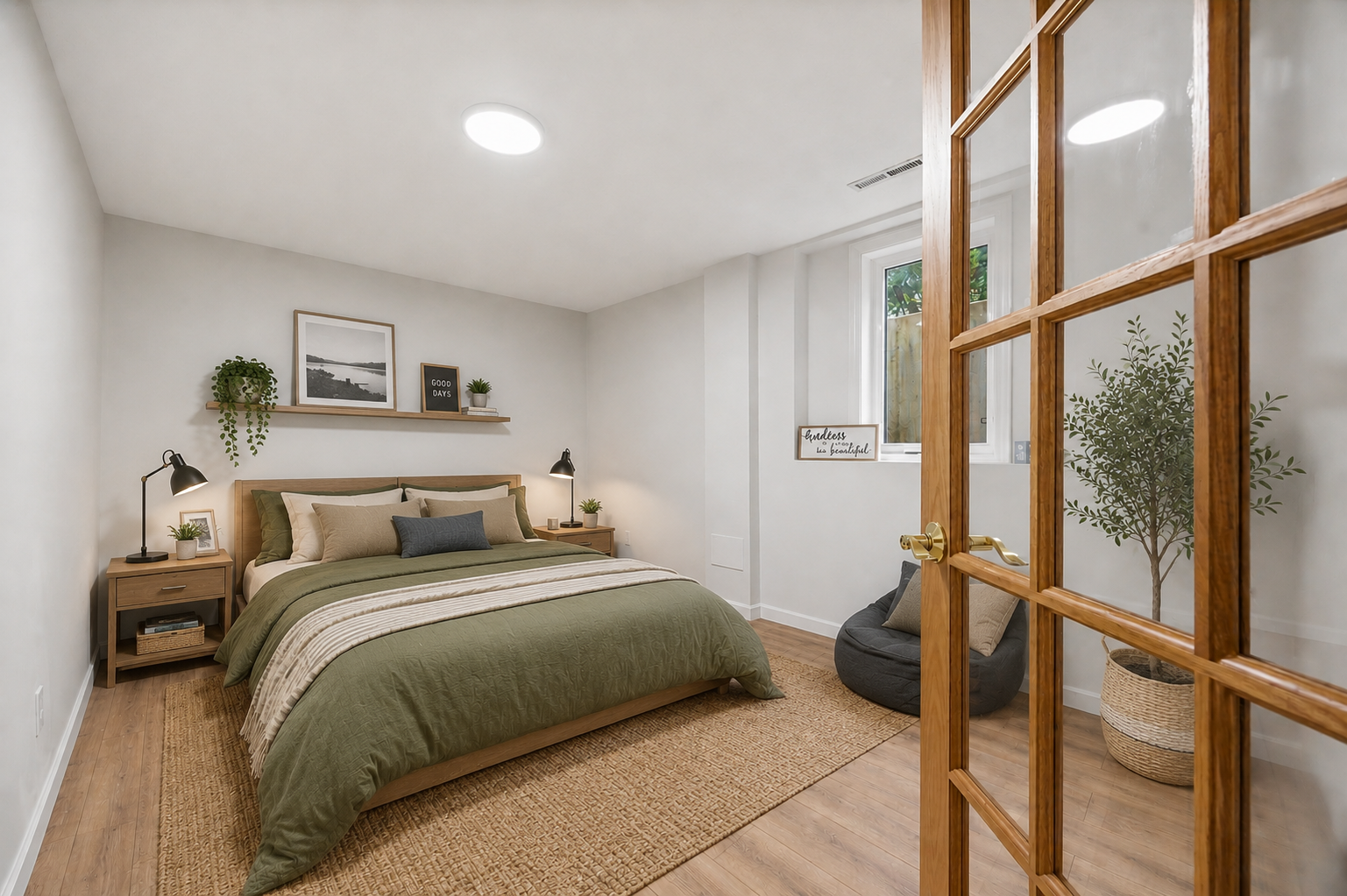 BR #5 - A little more up-scaled guest bedroom? They would have their own bathroom and "chilling" space! Virtually Staged to show possibilities.