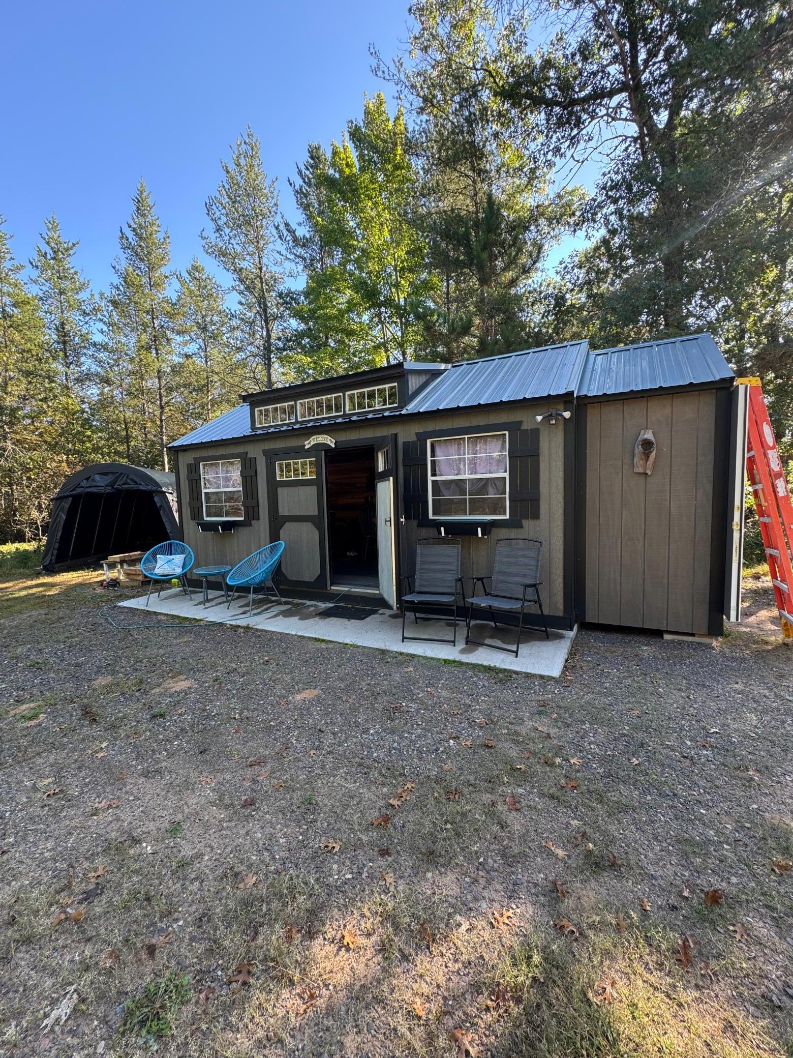 The additional 4'x8' bump put on the shed adds storage and space for mechanical.