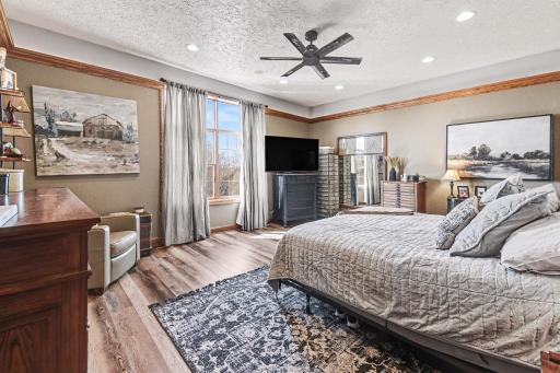 Love the feature of the tray ceiling with soft lighting. Awesome spacious primary bedroom -plenty of natural light with large southern window overlooking the beautiful backyard.