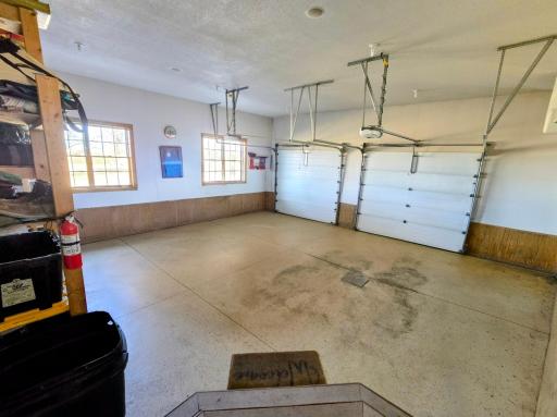 26 x 28 garage Heated, insulated, floor drain, 2 garage door openers