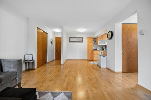 real hardwood floors throughout living area