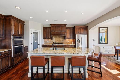 Perfect area to add stools or chairs (like seen here) for meals, snacks or morning coffee.