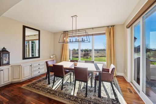 Cabinet space galore in these wall built ins. Could store some games to play at the dining table.