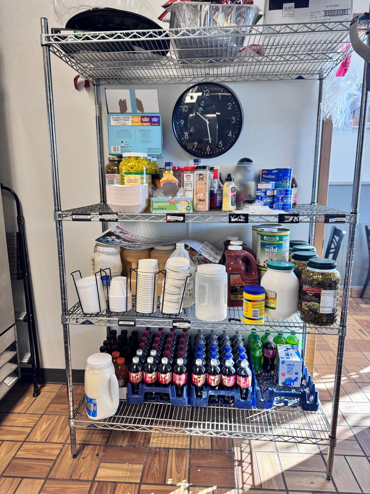 NSF storage rack for supplies