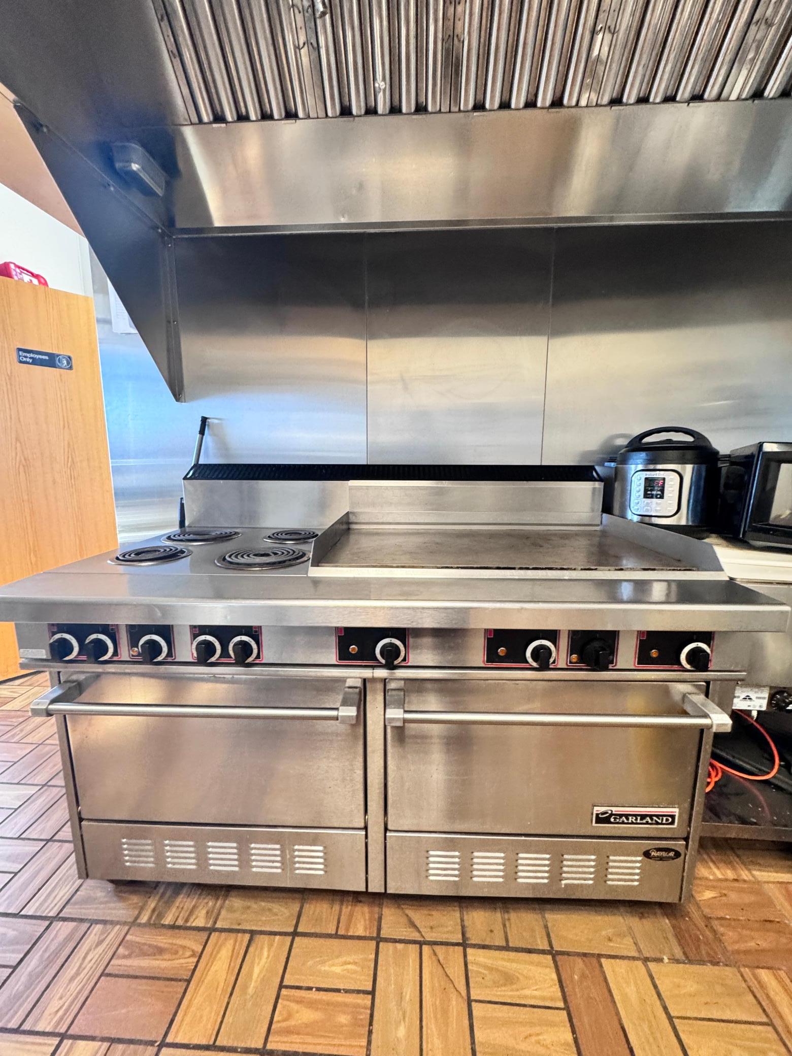 This is the piece of equipment that is under utilized! You can add burgers and grilled sandwiches to your menu. This range has 4 burners- perfect for curating the home made soups, a flat top griddle and a double oven.