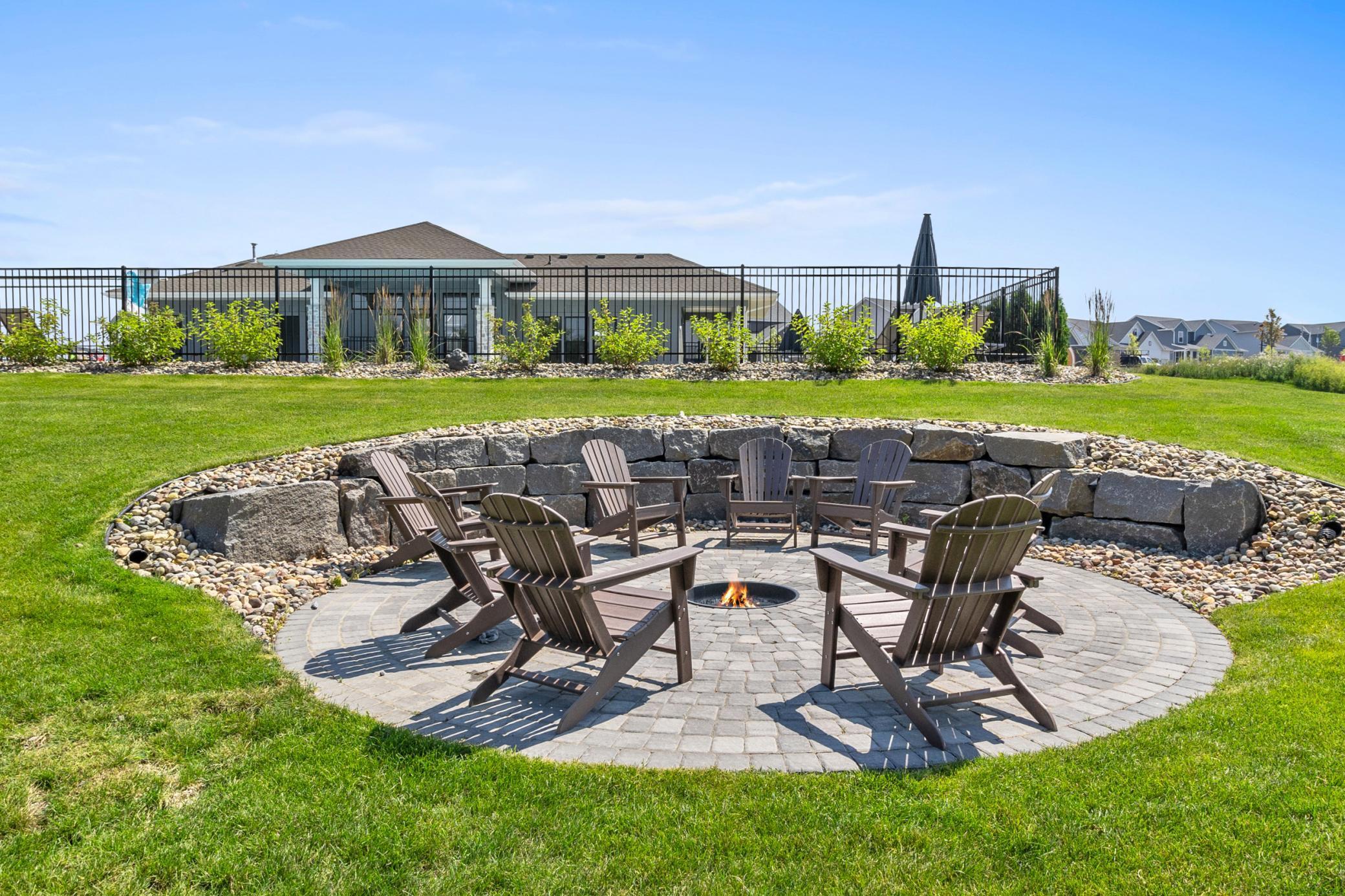 Riverwalk Clubhouse Firepit, enjoy this amazing space year round! Just one of many amenities at Riverwalk!