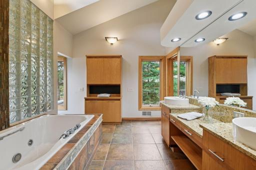 Windows and skylights fill this area with beautiful natural light