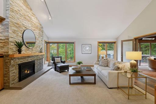 Inviting family room with a cozy gas fireplace