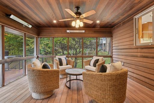 The screen porch with heaters help to extend the seasonal enjoyment of the outdoors
