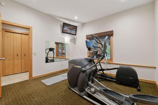 Third bedroom in the lower level is currently being used as an exercise room