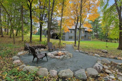 Back yard fire pit to gather around with family and friends