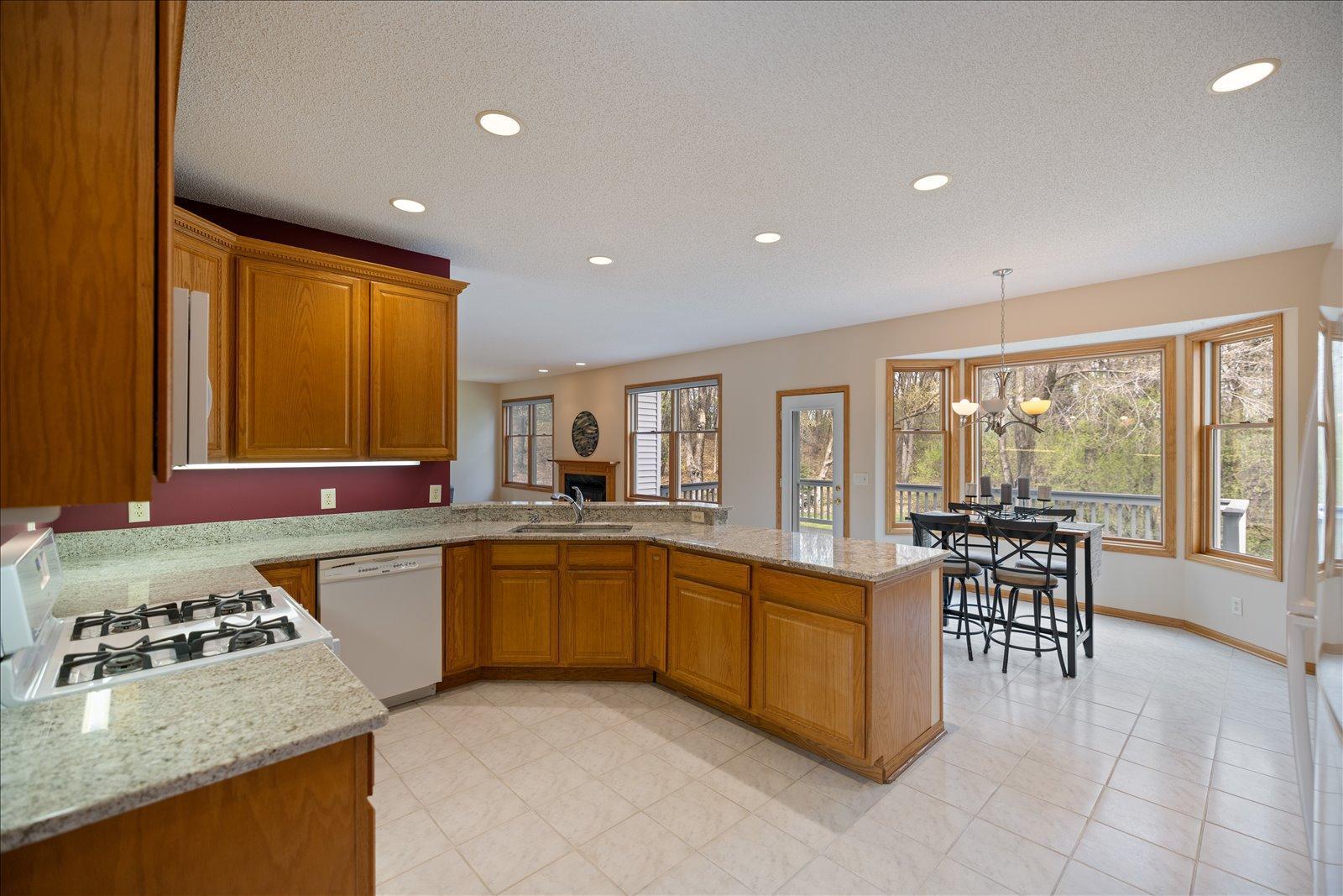 Kitchen opens to dining room
