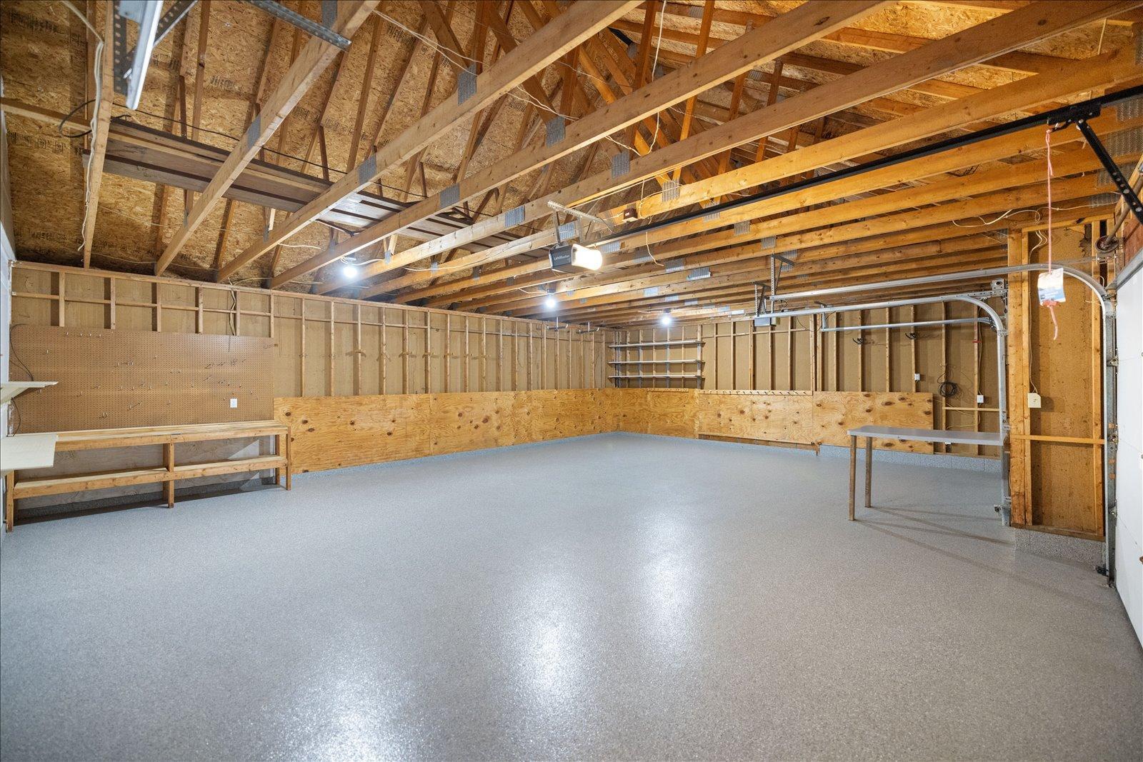 3 stall garage with epoxy floor