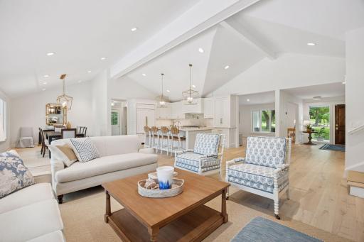Soaring, Vaulted ceiling, new beachy wood, no maintenance flooring