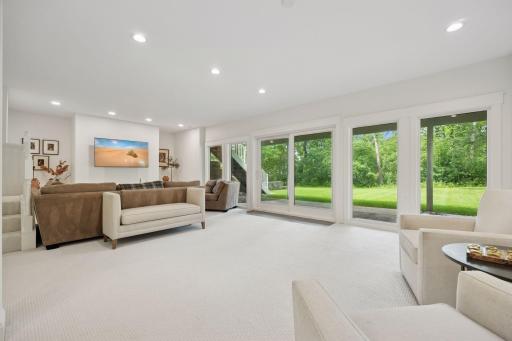 Walk out to flat back yard for play, or lounge