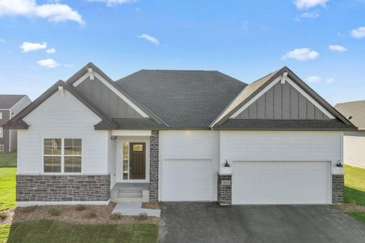 Front exterior with Amelia A elevation. (Photo of actual home.)