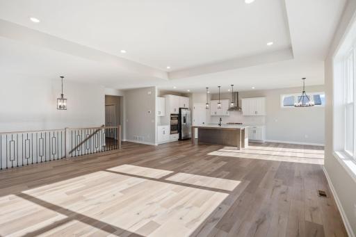 The large family room and kitchen are the perfect space for entertaining.