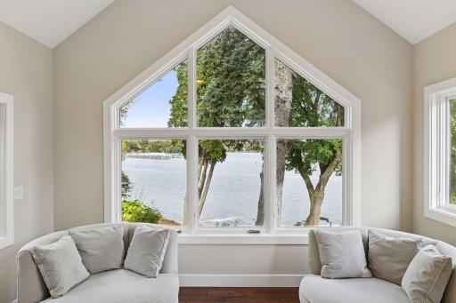Nearly every room of the home offers long, lake views.