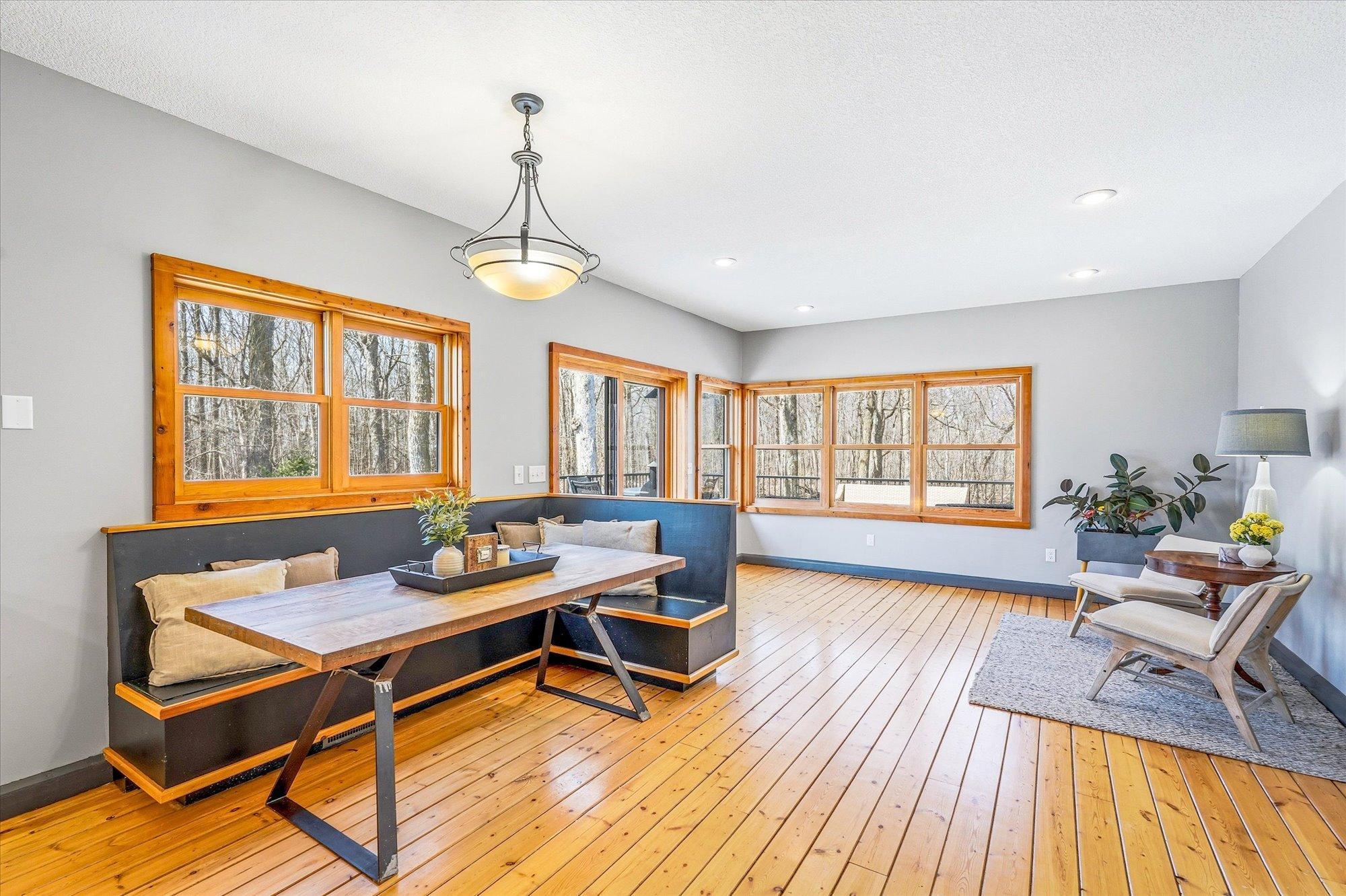 The patio door (new in 2021) leads from the kitchen to the deck.