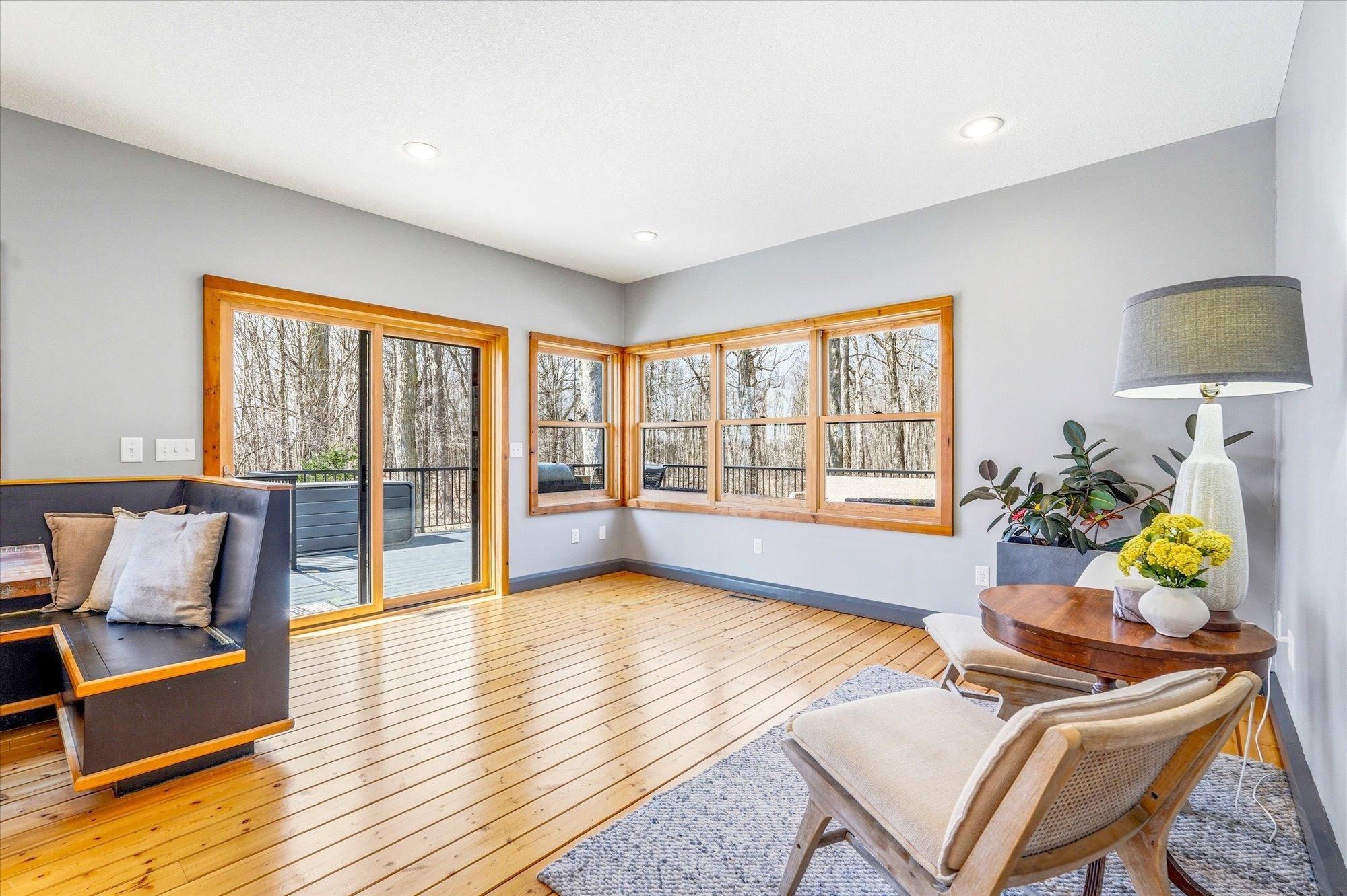 Outdoor dining is a breeze with easy access to the deck.