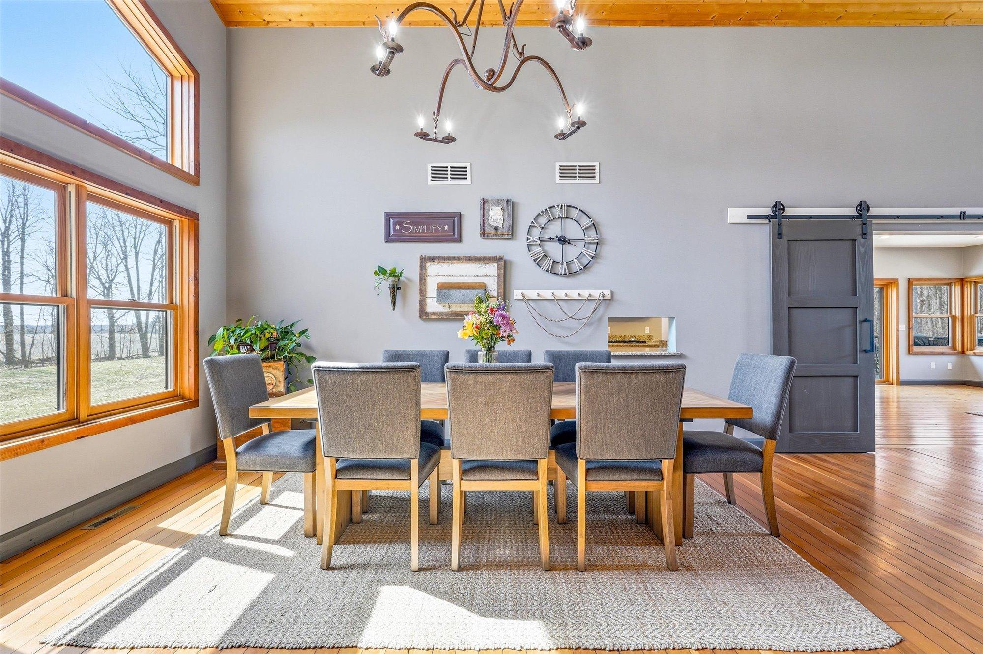 The expansive dining space offers ample room for holiday hosting, large dinner parties or day to day family meals..