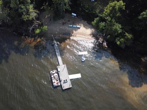 Aerial Views of the private beach property.