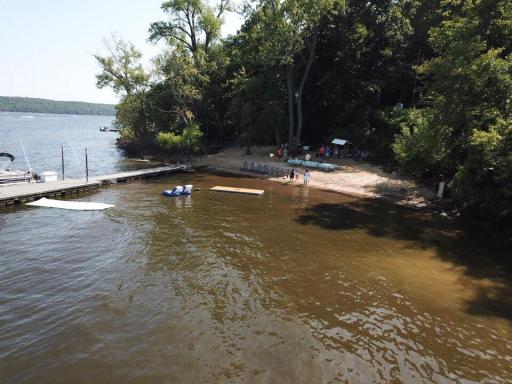 Dock, private beach and 220 feet of shoreline.