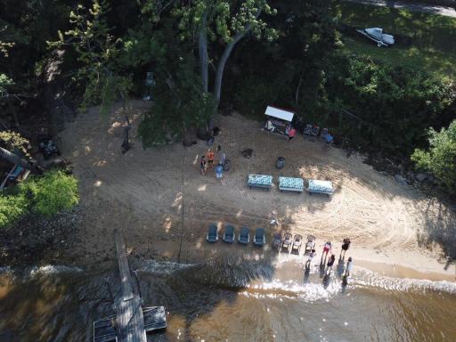Aerial Views of the private beach property.