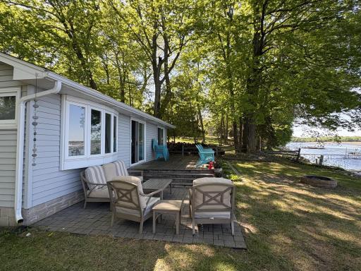 Beautifully finished paver brink patio just off the deck. Great spot to enjoy all the action on Clearwater Lake.