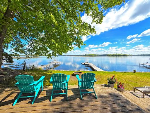 Wonderful view of the water from lakeside deck and patio. This is great spot to kick back and relax.