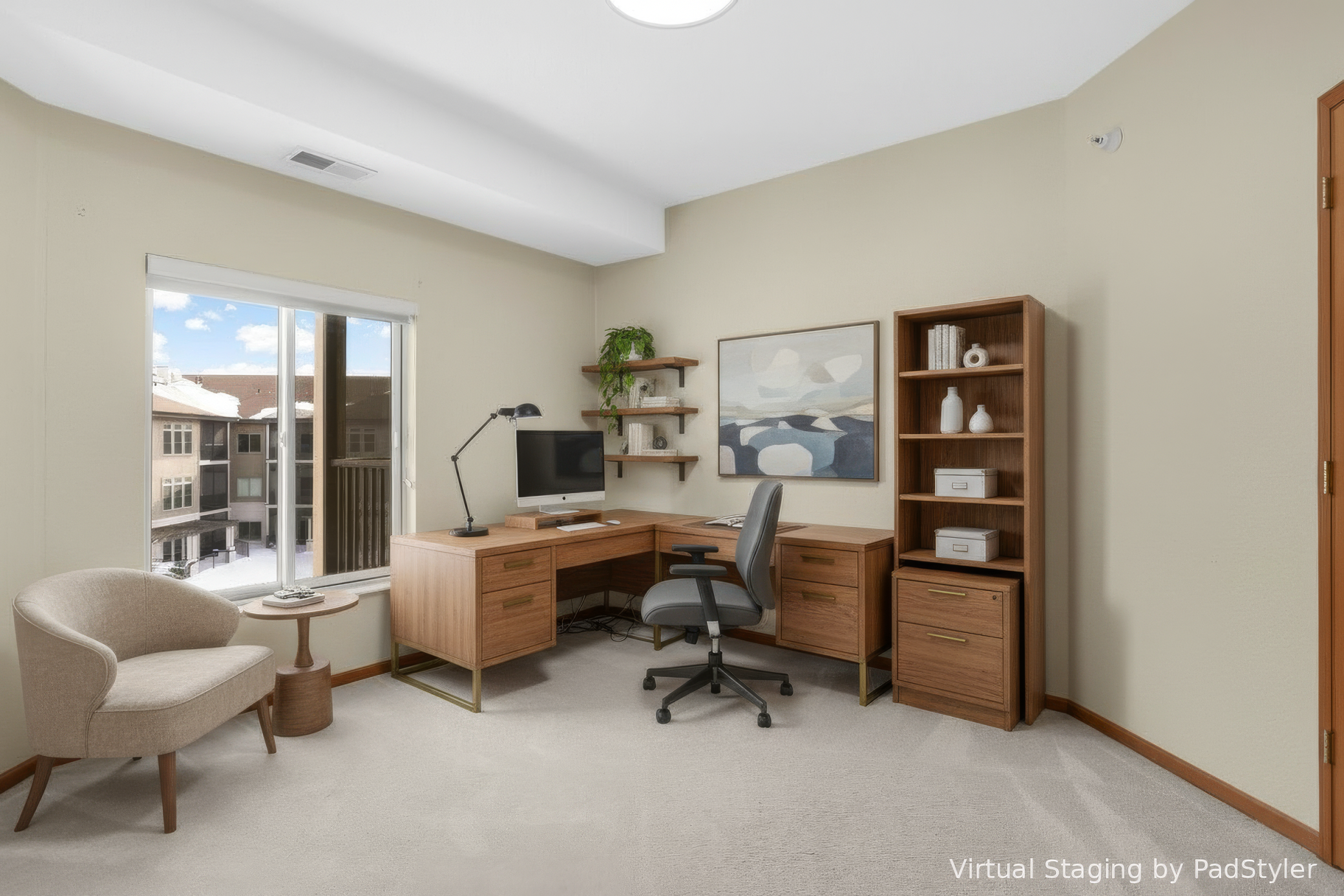 Virtually Staged Photo. Den perfect for home office or hobby room.