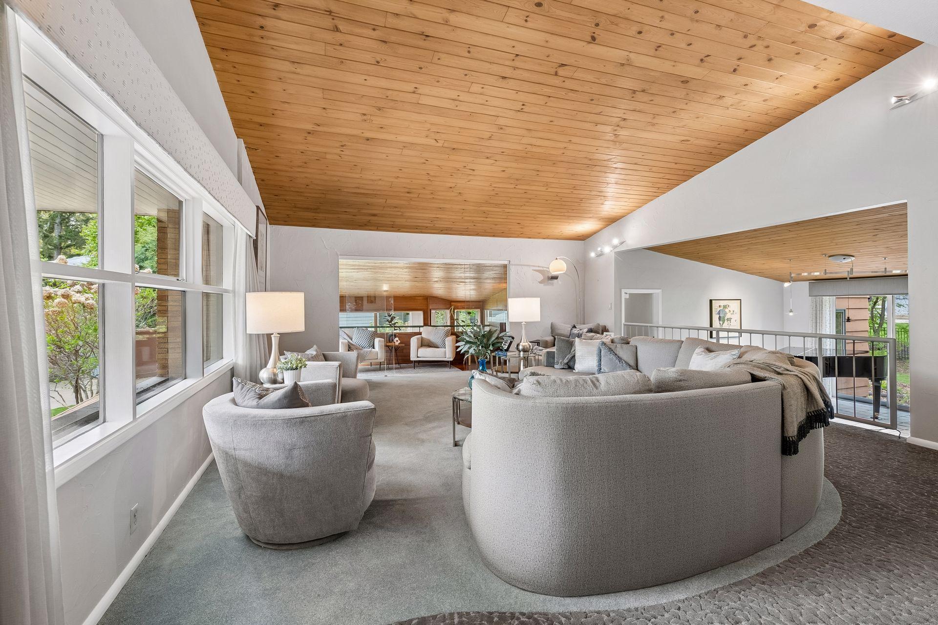 the cedar ceilings, dramatic rooflines