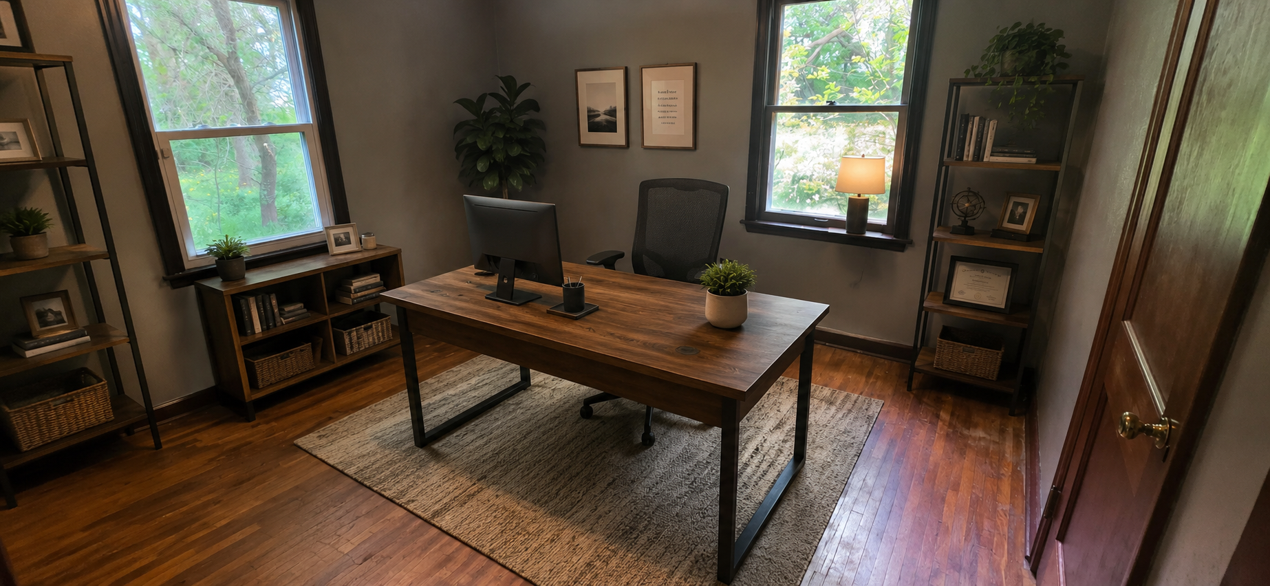 Bedroom 2, virtually staged as home office