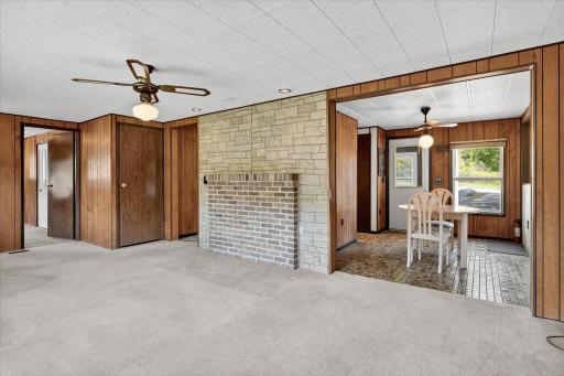 Another view of the living room area which is open to the dining area.