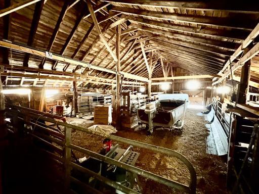Inside livestock barn