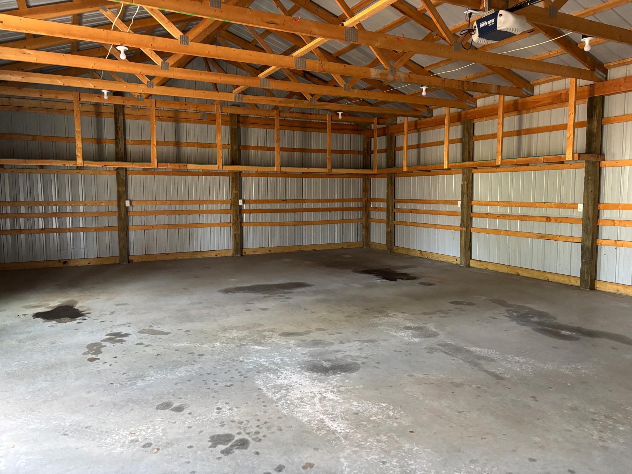 Inside the extra garage space.