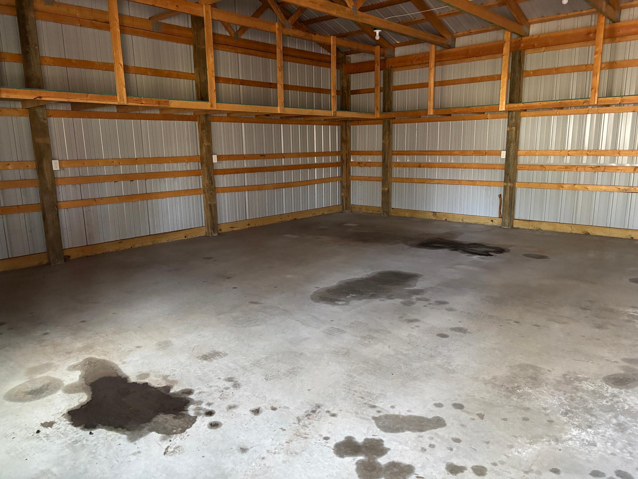 Inside the extra garage space.