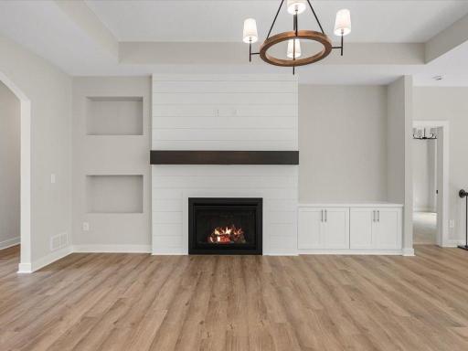 Gas Fireplace|Shiplap Wall|Built Ins are an upgraded option