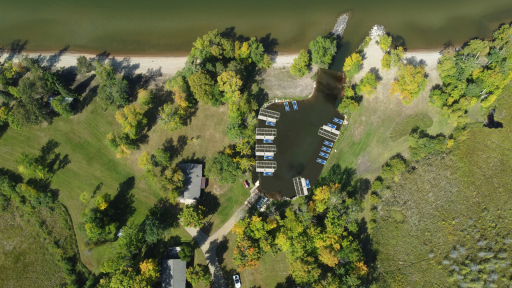 Here's one configuration of potential docks and slips you could have.