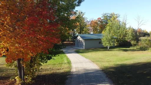 The entrance to the area with the buildings.