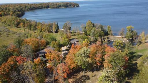 A view of the area of the property where all the current buildings are located.