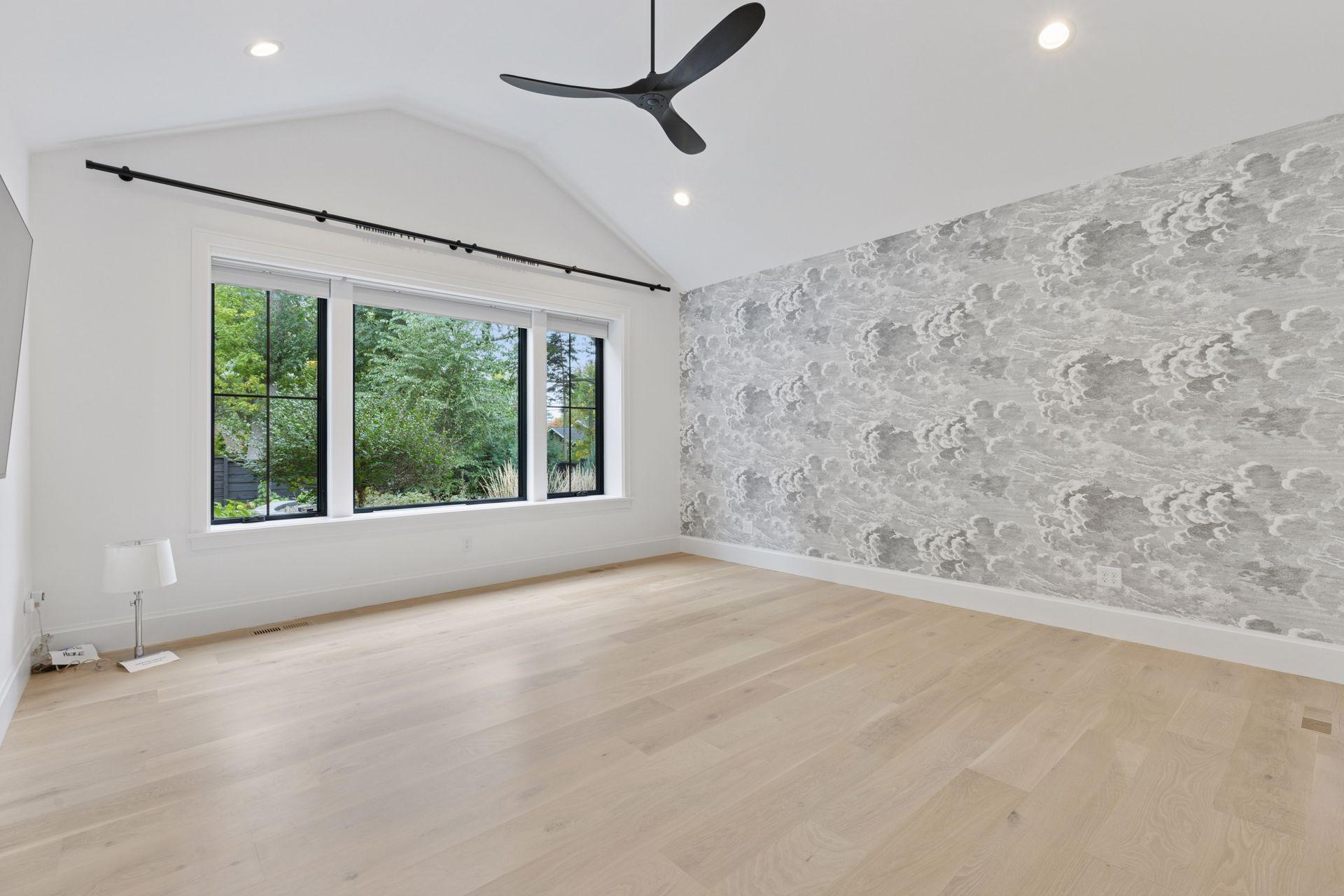 Master bedroom with vaulted ceilings