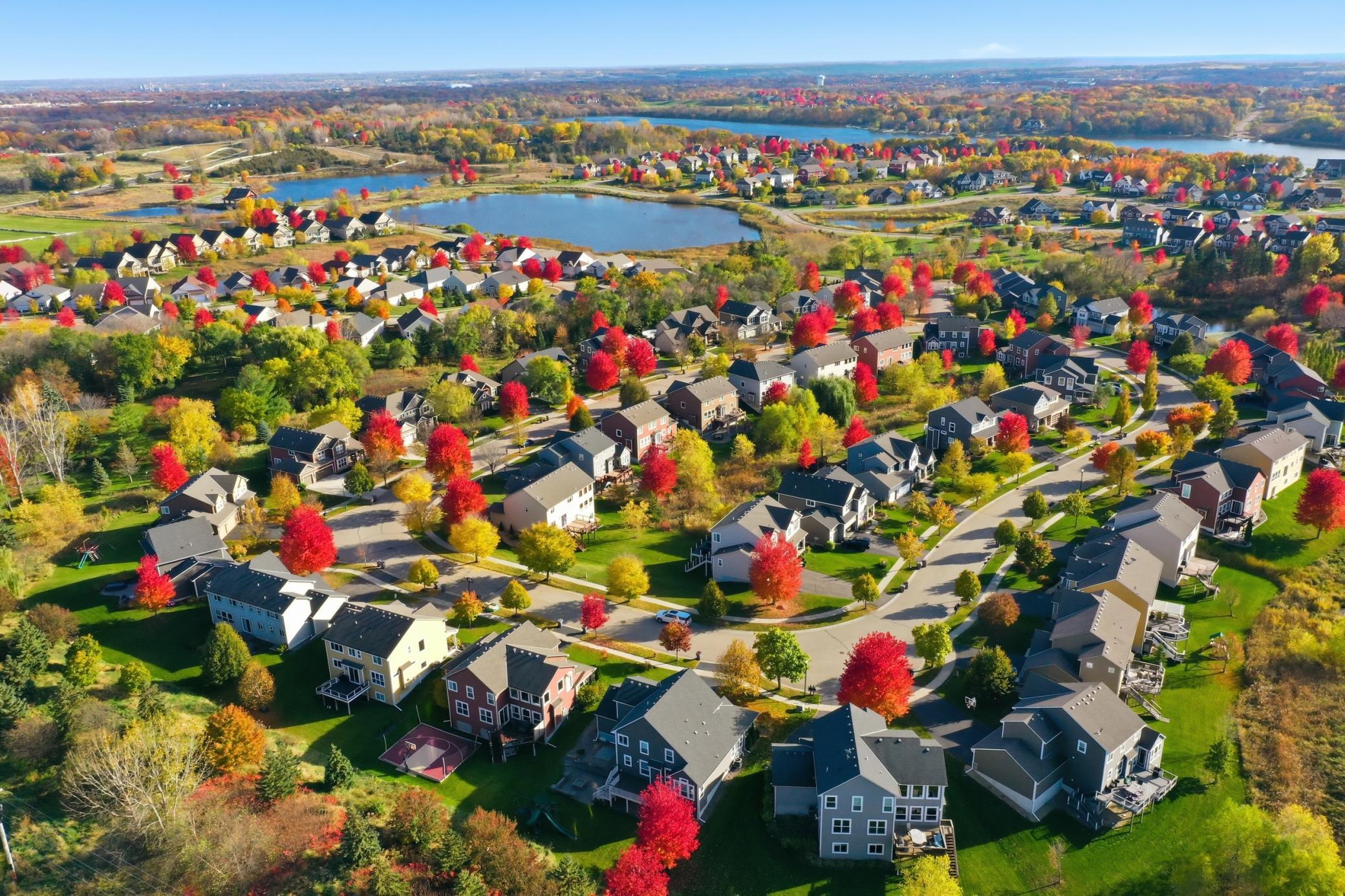 An aerial view of beautiful Chevalle in the fall.