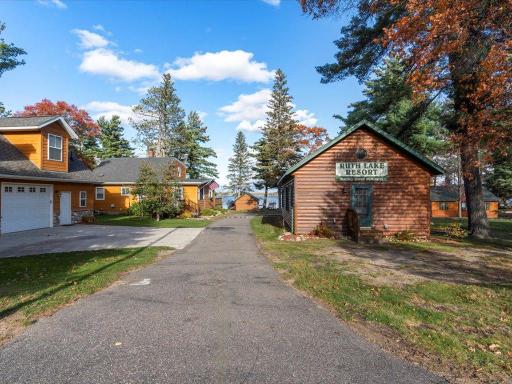 Resort entrance. Cabin 8 on the right, Garage and primary home on the left.