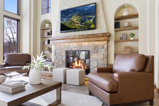Natural daylight floods the main floor through the SE facing wall of floor-to-ceiling windows from dawn until early afternoon, making way for cooling shade from afternoon to dusk.
