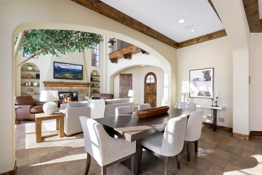 The dining room is open to the kitchen and great room. French doors in the dining room open up to a Juliet balcony.